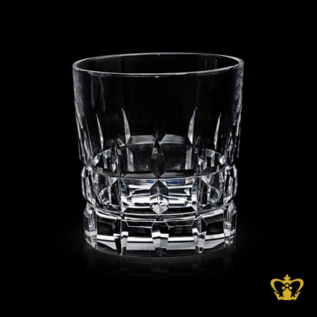 Classic-Whiskey-glass-features-a-square-hand-cut-impressive-design-around-body-and-bottom-of-crystal-tumbler-10-oz