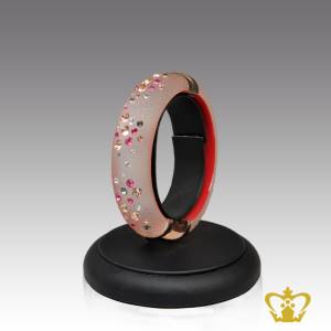 Cast-enamel-pink-bangle-embellished-with-multicolor-crystal-diamond