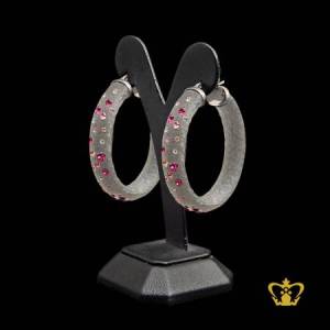 Cast-enamel-gray-color-earring-embellished-with-multicolor-crystal-diamond