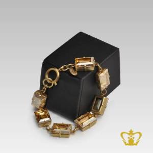 Metal-bracelet-gold-inlaid-with-rectangular-crystal-diamonds-lovely-gift-for-her