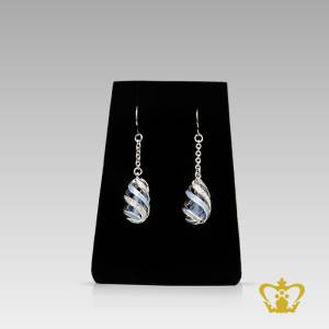 Dangling-silver-drop-earring-embellish-with-blue-crystal-stone-exquisite-jewelry-gift-for-her