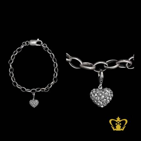 Heart-shape-Charm-loops-silver-bracelet-elegant-simple-for-her-gift-occasions-celebrations-birthday-valentines-day-anniversary