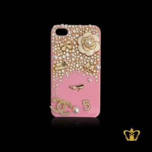 I-phone-mobile-cover-case-embellished-with-crystal-diamond-and-flower-pearl
