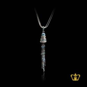 Dangling-bell-necklace-embellish-with-blue-crystal-diamond-gorgeous-gift-for-her