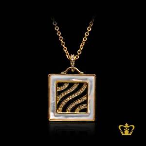 Elegant-square-golden-pendant-embellish-with-sparkling-crystal-diamond