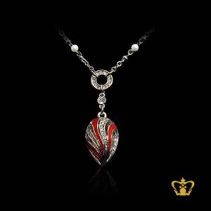 Red-and-silver-drop-necklace-embellish-with-crystal-stone-and-pearl-on-the-chain-exquisite-jewelry-gift-for-her