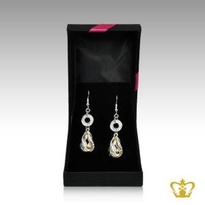 Dangling-silver-drop-earring-embellish-with-gold-color-and-clear-crystal-diamond-exquisite-jewelry-gift-for-her