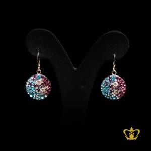 Magnificent-blue-purple-and-clear-round-earring-inlaid-with-elegant-crystal-chic-design-exquisite-gift-for-her