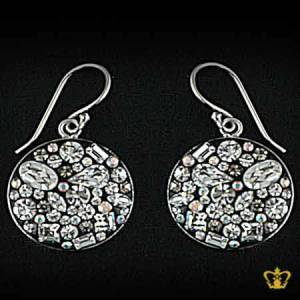 Shining-round-black-earring-embellished-with-sparkling-clear-crystal-diamond-lovely-gift-for-her