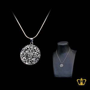 Shining-round-black-pendant-embellished-with-sparkling-clear-crystal-diamond-lovely-gift-for-her