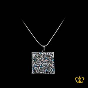 White-alluring-square-pendant-inlaid-with-blue-and-clear-crystal-diamonds-elegant-gift-for-her