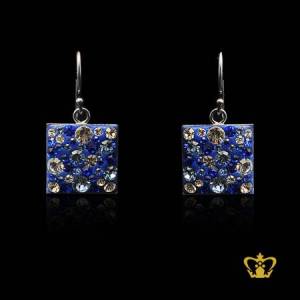 Blue-alluring-square-earring-inlaid-with-blue-and-clear-crystal-diamonds-elegant-gift-for-her