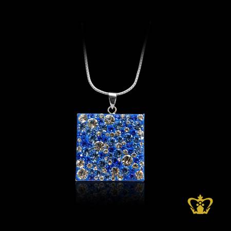 Blue-alluring-square-pendant-inlaid-with-blue-and-clear-crystal-diamonds-elegant-gift-for-her