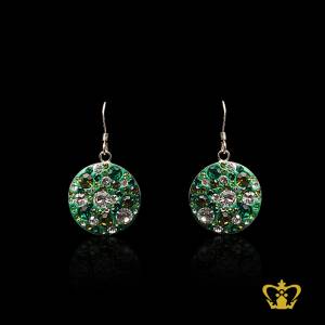 Shining-round-green-earring-embellished-with-sparkling-multicolor-crystal-diamonds-lovely-gift-for-her