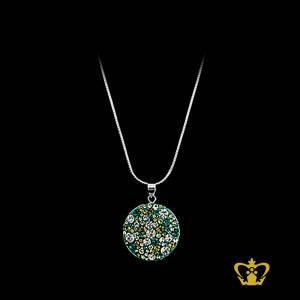 Shining-round-green-pendant-embellished-with-sparkling-multicolor-crystal-diamonds-lovely-gift-for-her