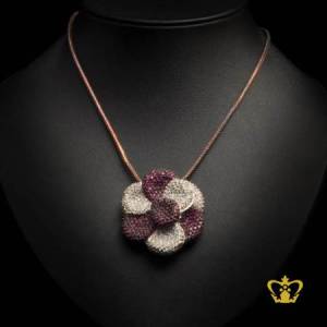 Flower-pendant-embellished-with-sparkling-purple-and-clear-crystal-diamond-gorgeous-gift-for-her