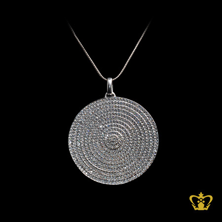 Shinny-round-silver-pendant-inlaid-with-crystal-diamonds-charming-gift-for-her