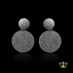 Shinny-round-silver-earring-inlaid-with-crystal-diamonds-charming-gift-for-her