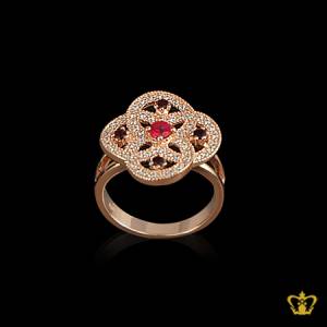 Flower-ring-pink-golden-embellished-with-sparkling-colorful-crystal-diamond