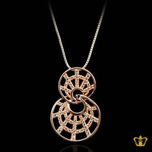 Pink-gold-plated-gorgeous-double-round-pendant-inlaid-with-crystal-diamond-lovely-gift-for-her