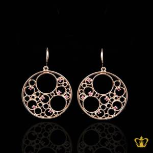 Pink-gold-plated-gorgeous-circle-earring-inlaid-with-crystal-diamond-lovely-gift-for-her