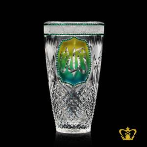 Decorative-Crystal-Vase-Handcrafted-with-Deep-Diamond-Twirling-Star-Cuts-Allah-Engraved-Assorted-Colors-Islamic-Souvenir-Religious-Ramadan-Decorative-Present-Eid-Gift-