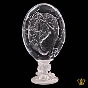 Artistry-crystal-paper-weight-intricate-design-with-frosted-rose-base-