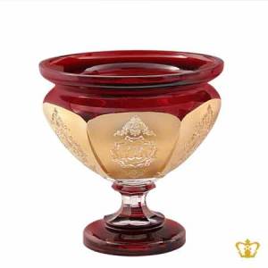 Red-Crystal-Footed-Bowl-Decorative-Golden-Arabic-word-Calligraphy-engraved-Allah-Handcrafted-Islamic-Religious-Ramadan-Eid-Gifts