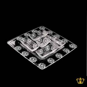 Traditional-twirling-star-pattern-classic-ornate-crystal-tray-with-5-nut-bowls-allured-with-lovely-hand-carved-design