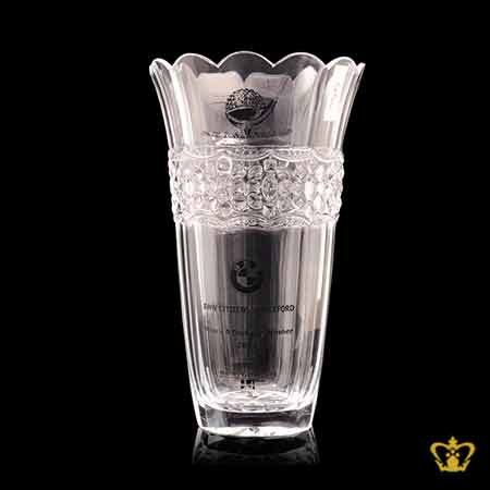 Personalized-scalloped-edge-golf-crystal-flower-vase-handcrafted-with-embellished-diamond-pattern-