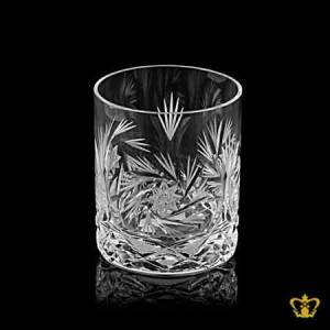 Splendid-Royal-whisky-glass-handcrafted-intense-leaf-twirling-star-pattern-crystal-tumbler-11-oz
