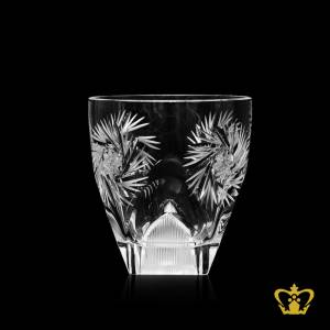 Luxurious-thick-square-bottom-whiskey-tumbler-with-classic-hand-cut-impressive-twirling-star-design-crystal-glass-10-oz
