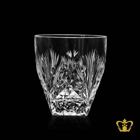 The-rocks-Glass-Unique-whiskey-tumbler-hand-cut-diamond-and-leaf-design-rising-from-the-bottom-10-oz