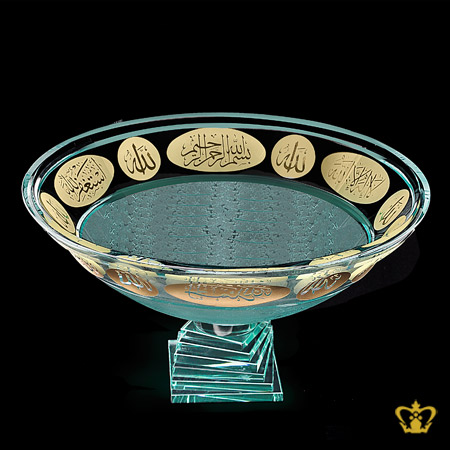 Crystal-Bowl-footed-Islamic-Religious-Occasions-Golden-Arabic-word-Calligraphy-Engraved-Allah-Bismillah-Ir-Rahman-Ir-Rahim-La-Illaha-illa-Allah-Ramadan-Decorative-Eid-Gifts