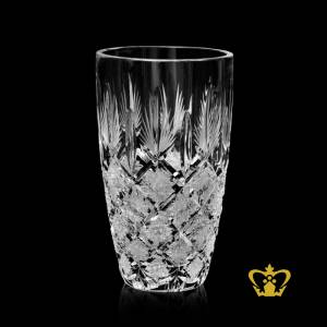 Divine-crystal-vase-embellished-with-handcrafted-star-leaf-cuts-rising-from-bottom