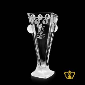 Stylish-crystal-golf-vase-with-frosted-twist-bottom-enhanced-with-hand-carved-golfer-silhouette