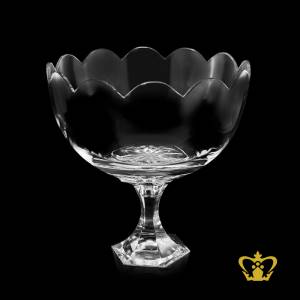Flawless-gleaming-crystal-footed-crystal-fruit-bowl-gorgeous-curved-sculpted-edges-
