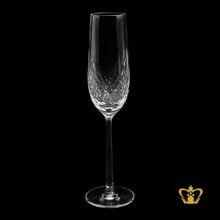 Elegant-classic-look-crystal-champagne-flute-handcrafted-diamond-cuts-sleek-pulled-stem-8-oz