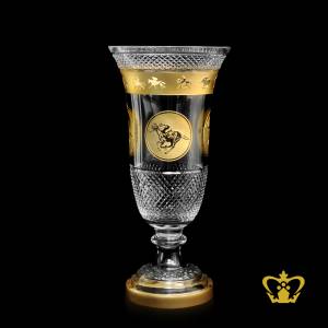 Manufactured-Artistic-Crystal-Vase-Themed-Equestrian-with-Intricate-Diamond-Cuts