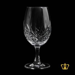 Water-goblet-rising-from-stem-with-diamond-leaf-cuts-and-narrowed-top-elegant-crystal-glass-17-oz