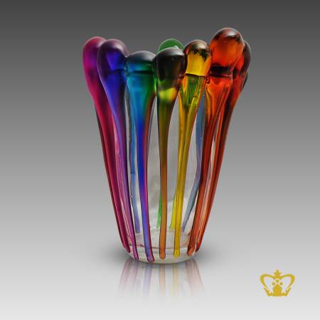 Voguish-multihued-elegant-exclusive-crystal-vase-handcrafted-with-alluring-rainbow-theme-decorative-gift