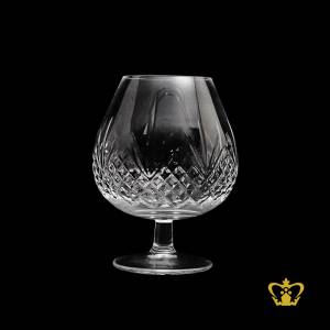Brandy-snifter-balloon-crystal-glass-dramatic-diamond-and-wedge-cuts-narrow-top-elegant-short-stemmed-11oz