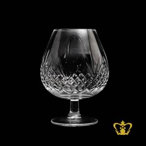 Modish-brandy-short-stemmed-crystal-goblet-with-narrow-tip-traditional-design-vintage-look-handcrafted-balloon-glass-with-diamond-leaf-cuts-22-oz