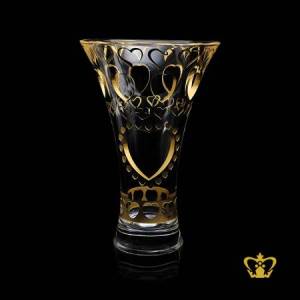 Ethereal-Lovely-versatile-crystal-vase-handcrafted-with-accomplished-heart-pattern-adorned-with-golden-color
