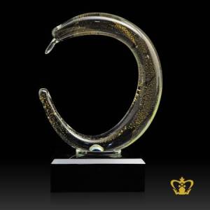 Snake-Trophy-Golden-Crystal-with-Black-Base-Customized-Logo-Text-29-cm