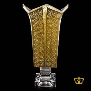 Decorative-Islamic-crystal-vase-crown-edge-golden-Arabic-word-calligraphy-Asma-Al-Husna-99-names-of-Allah-engraved-Ramadan-Eid-special-occasions-souvenir-gift