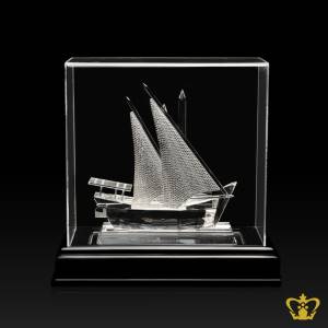 Traditional-Crystal-Dhow-Replica-UAE-National-Day-Gift-Corporate-Gift-Tourist-Souvenir-5-X-5-Inch-Customized-Logo-Text
