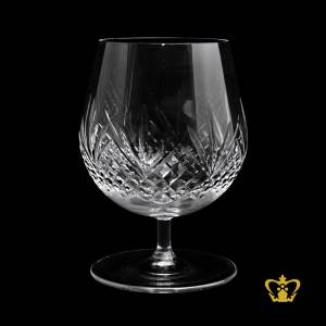 Diamond-leaf-hand-Cut-Crystal-Brandy-Snifter-glass-slim-short-stemmed-unique-balloon-Goblet-with-narrow-top-18-oz