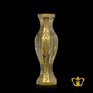 Charming-Islamic-crystal-vase-with-holy-name-Allah-and-engraved-golden-Arabic-word-calligraphy-exquisite-Ramadan-Eid-special-occasion-gift