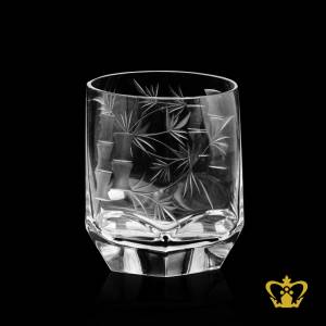 Handcrafted-crystal-juice-glass-enhanced-with-intense-leafs-design-around-the-glass